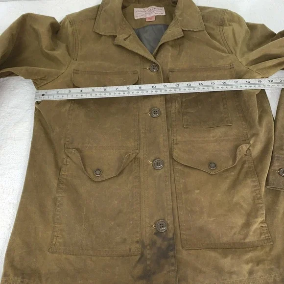 vtg Filson Tin Cloth Upland Game Field Jacket USA Made Size Medium Rear Pocket - Picture 8 of 13